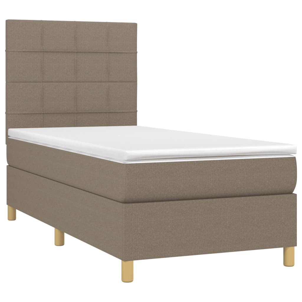 Sommier à lattes de lit et matelas et LED Taupe 90x200 cm Tissu - XIOS
