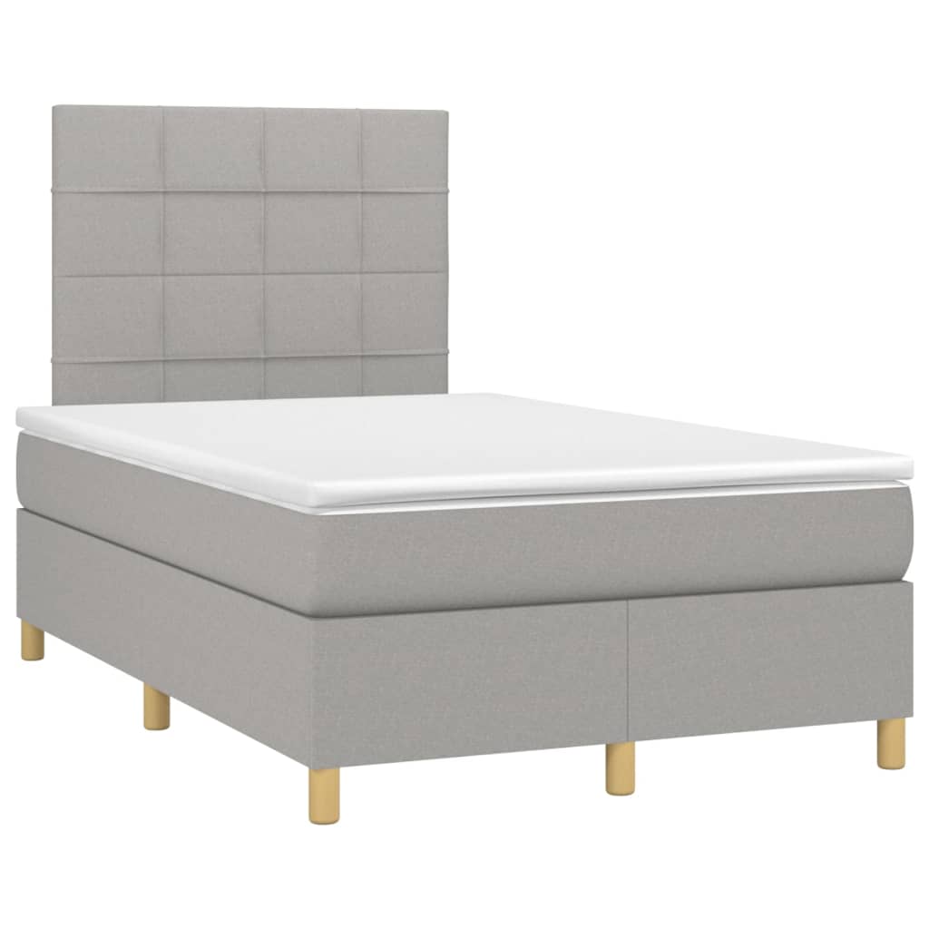 Sommier à lattes de lit matelas et LED Gris clair 120x200 cm - XIOS