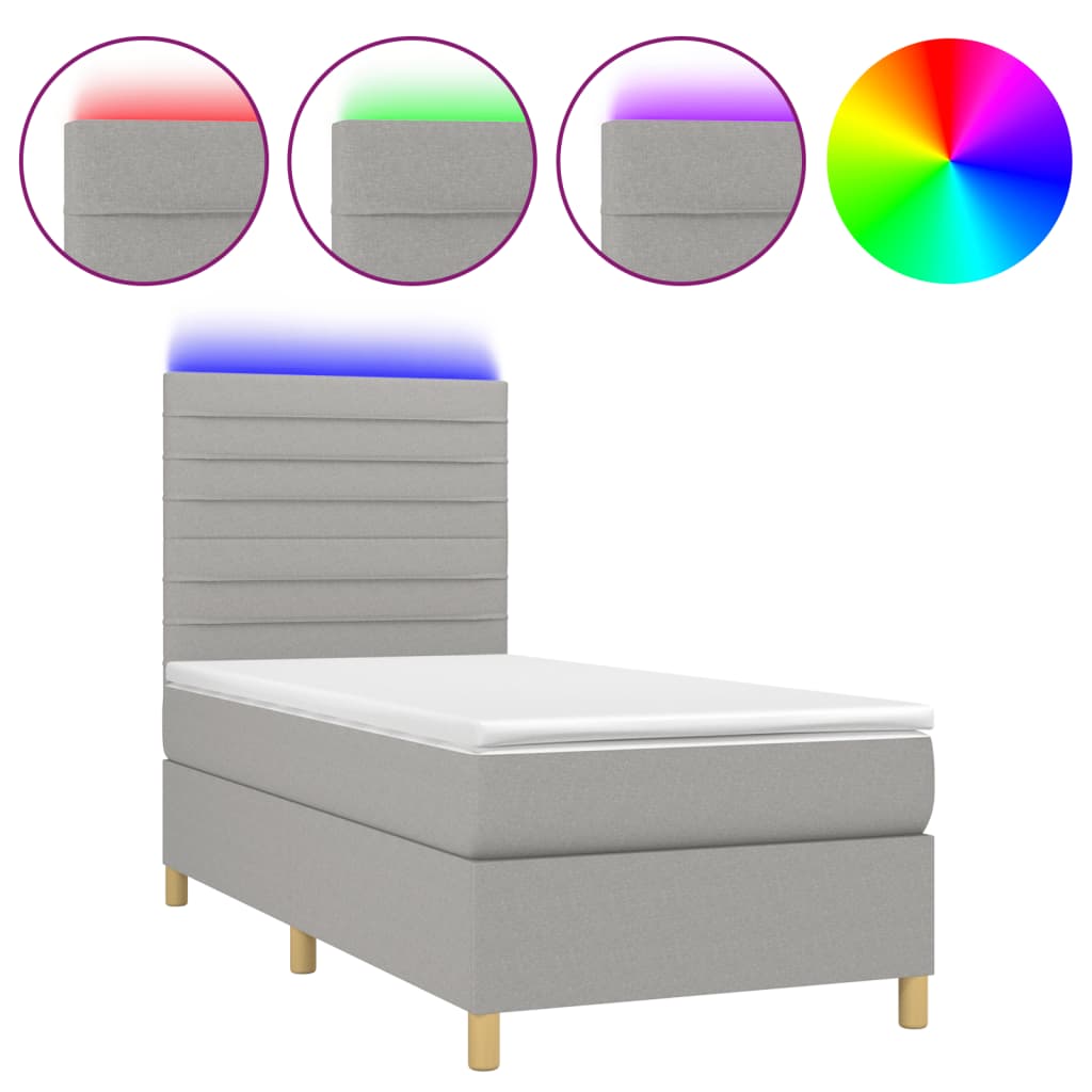 Sommier à lattes de lit et matelas et LED Gris clair 80x200cm - XIOS