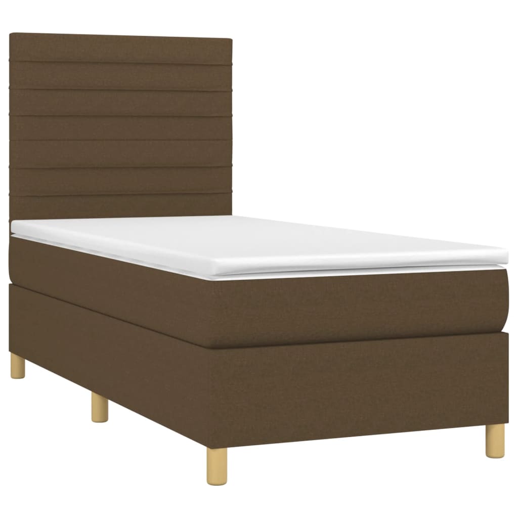 Sommier à lattes de lit et matelas et LED Marron foncé 90x190cm - XIOS