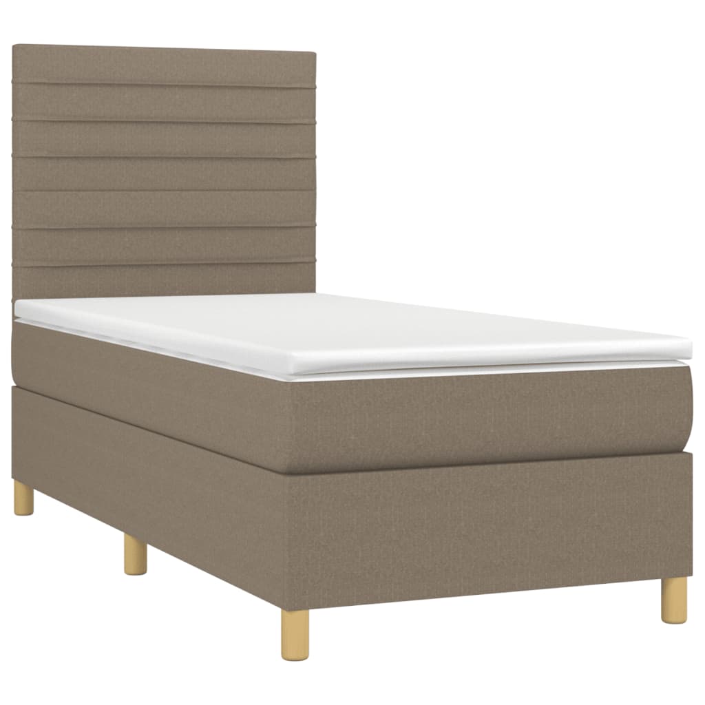 Sommier à lattes de lit et matelas et LED Taupe 90x190 cm Tissu - XIOS