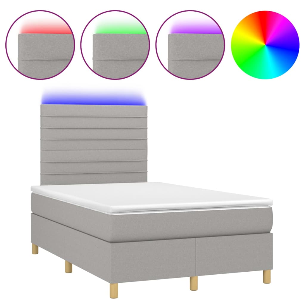 Sommier à lattes de lit matelas et LED Gris clair 120x200 cm - XIOS
