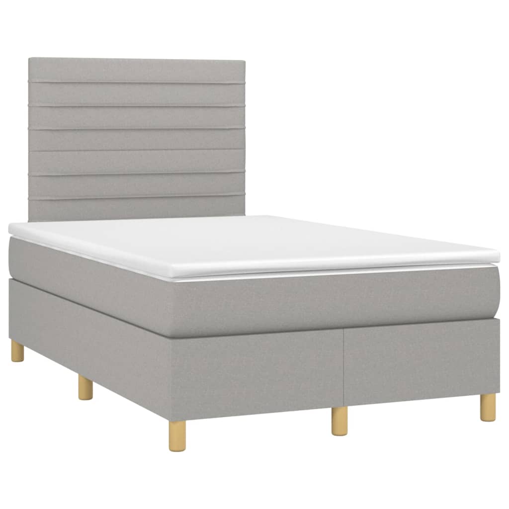 Sommier à lattes de lit matelas et LED Gris clair 120x200 cm - XIOS