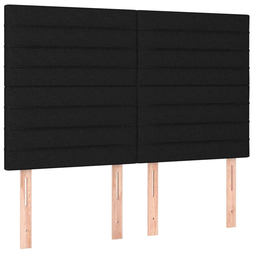 Sommier à lattes de lit et matelas et LED Noir 140x190 cm Tissu - XIOS
