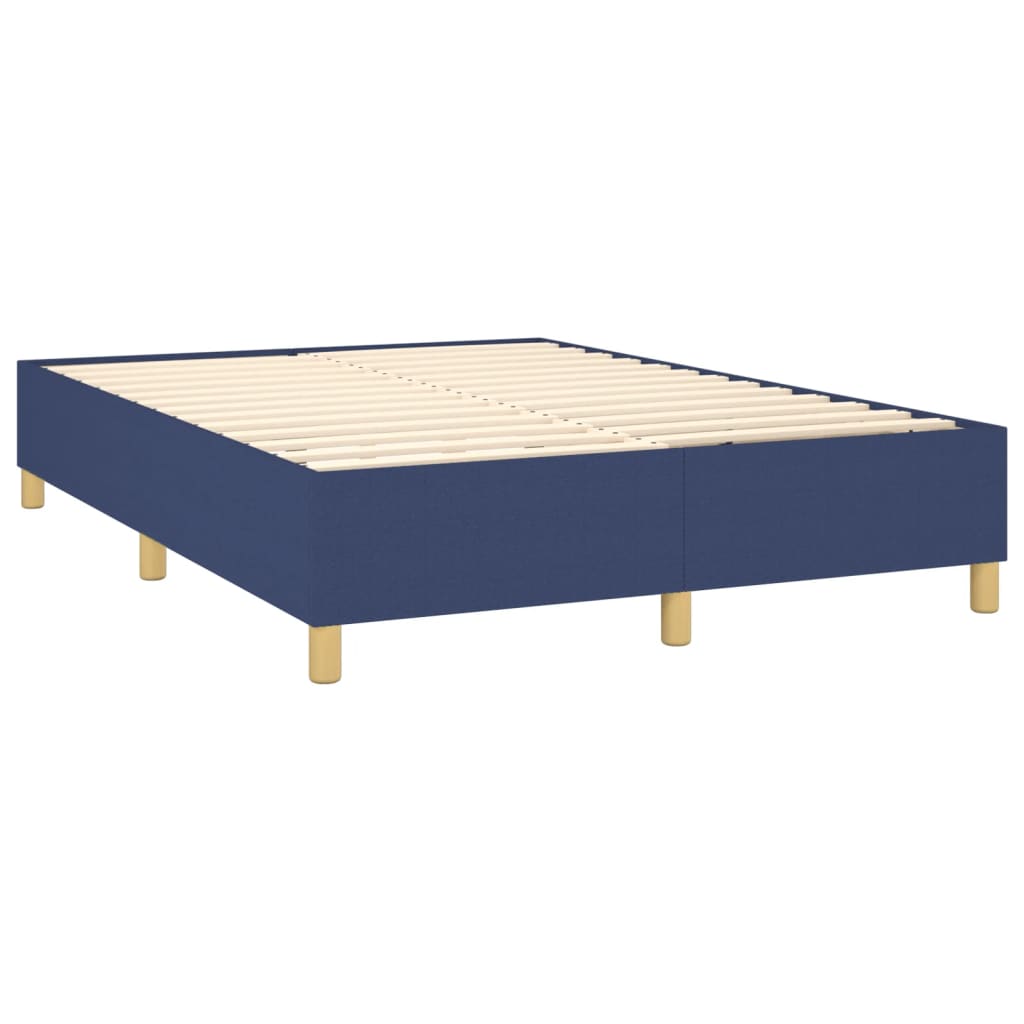 Sommier à lattes de lit et matelas et LED Bleu 140x200 cm Tissu - XIOS