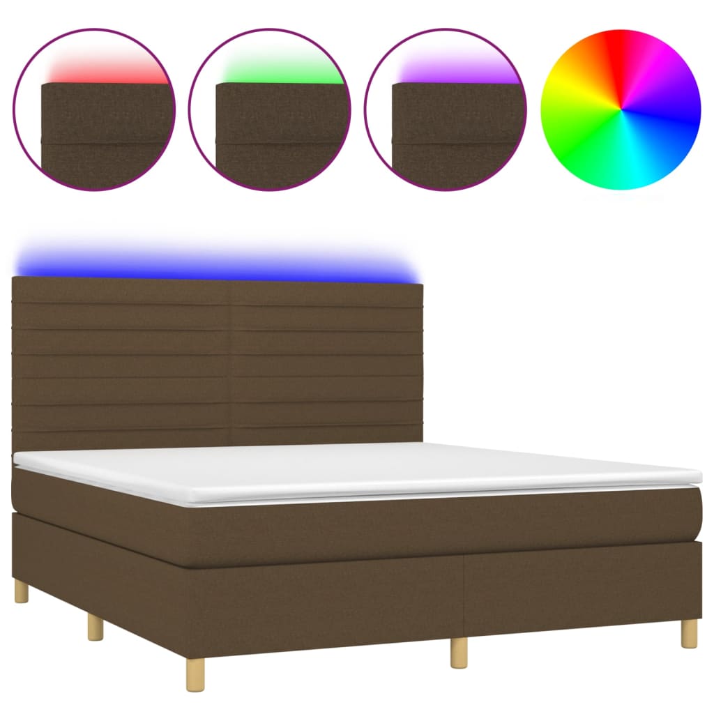 Sommier à lattes de lit matelas et LED Marron foncé 160x200 cm - XIOS