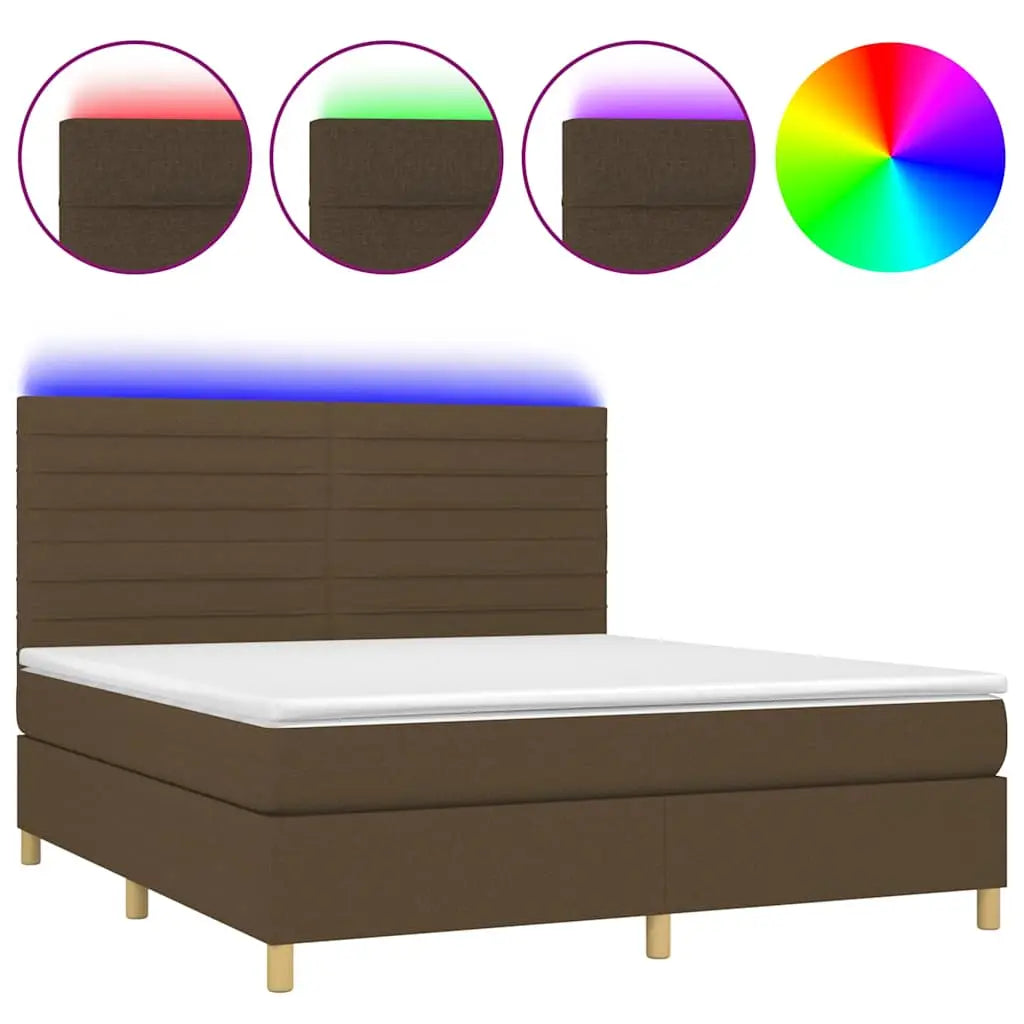 Sommier à lattes de lit matelas et LED Marron foncé 160x200 cm - XIOS