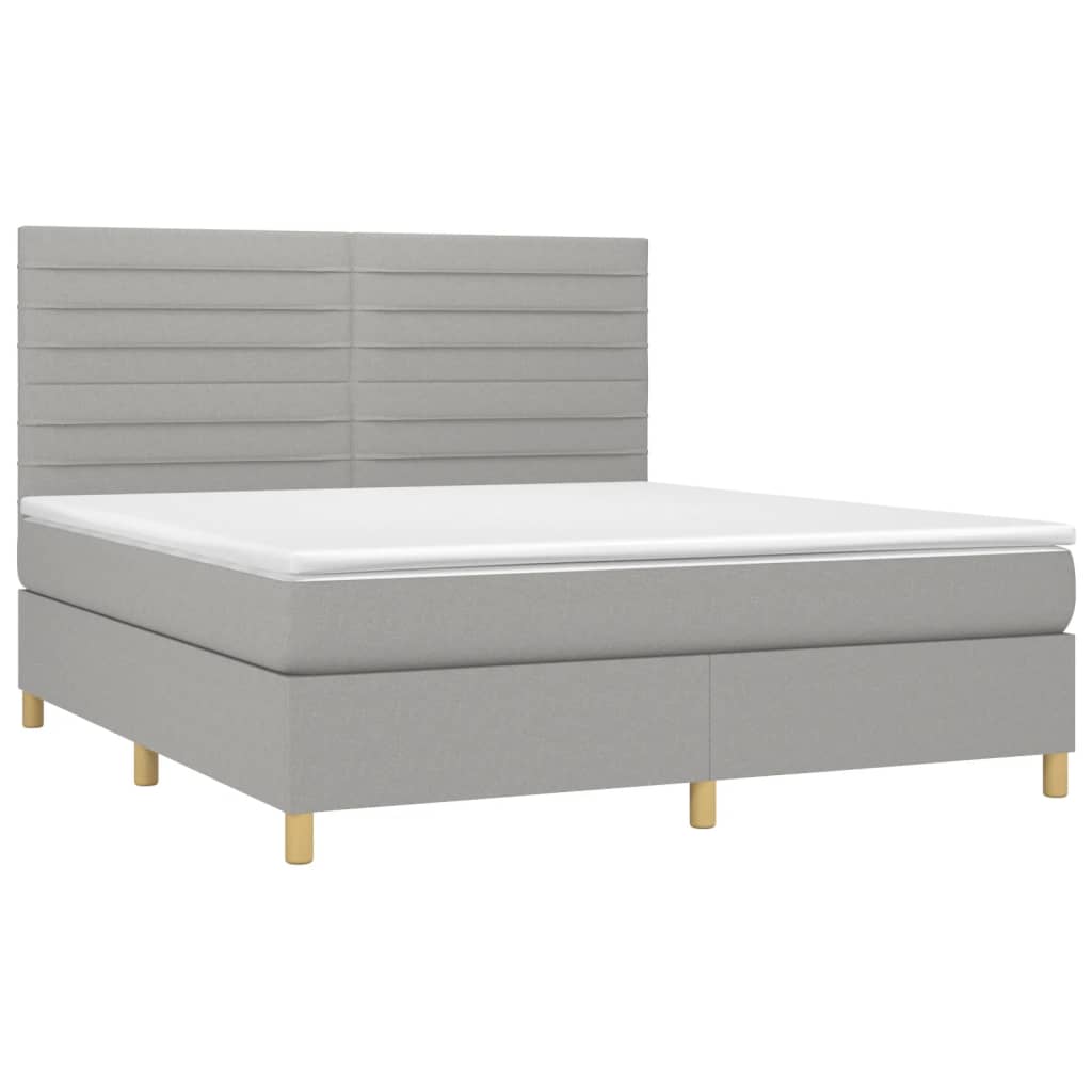Sommier à lattes de lit et matelas et LED Gris clair 180x200 cm - XIOS