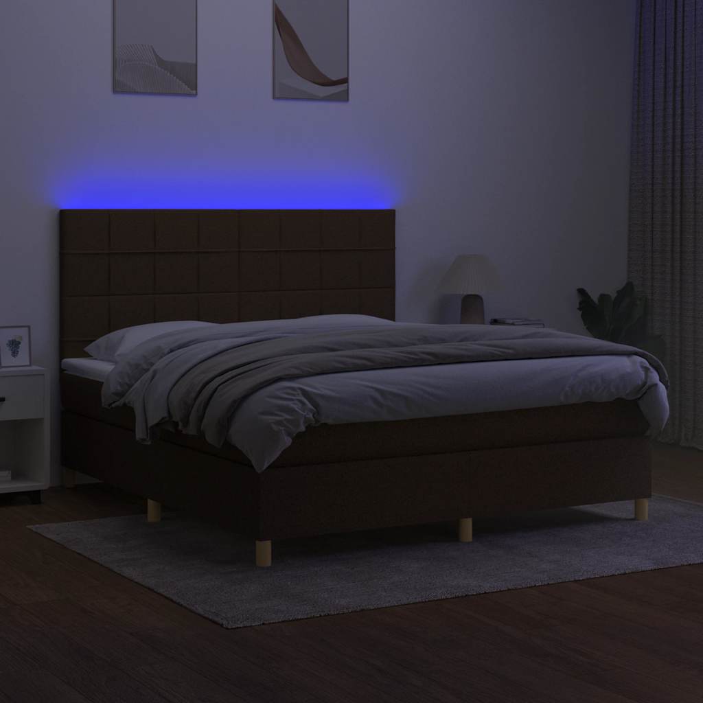 Sommier à lattes de lit matelas et LED Marron foncé 180x200 cm - XIOS
