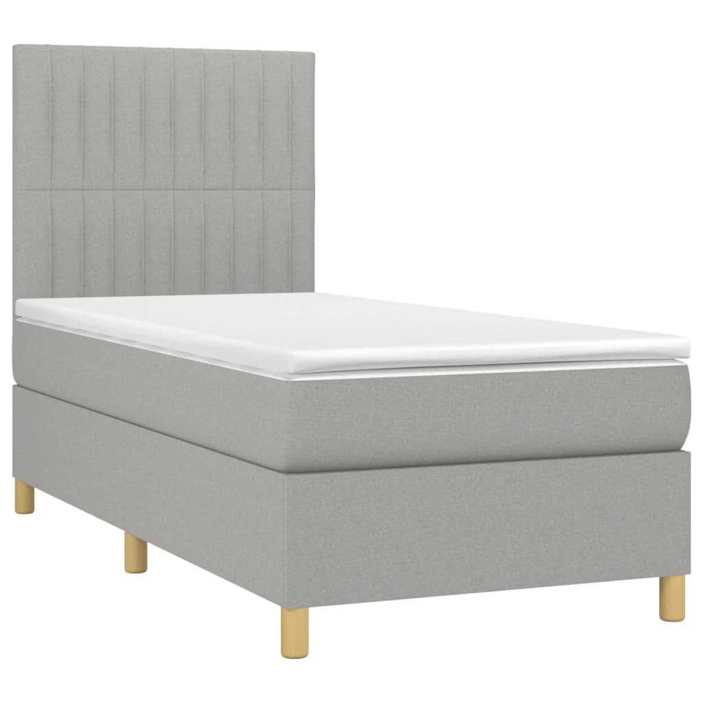 Sommier à lattes de lit et matelas et LED Gris clair 90x190 cm - XIOS