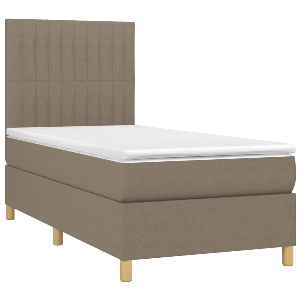 Sommier à lattes de lit et matelas et LED Taupe 90x190 cm Tissu - XIOS