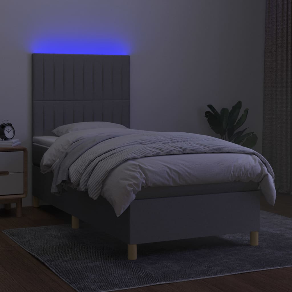 Sommier à lattes de lit et matelas et LED Gris clair 90x200cm - XIOS