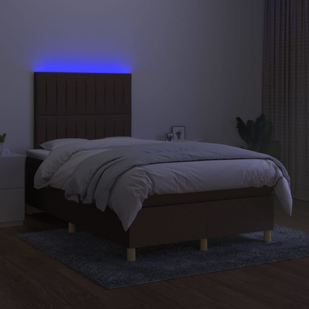 Sommier à lattes de lit matelas et LED Marron foncé 120x200 cm - XIOS