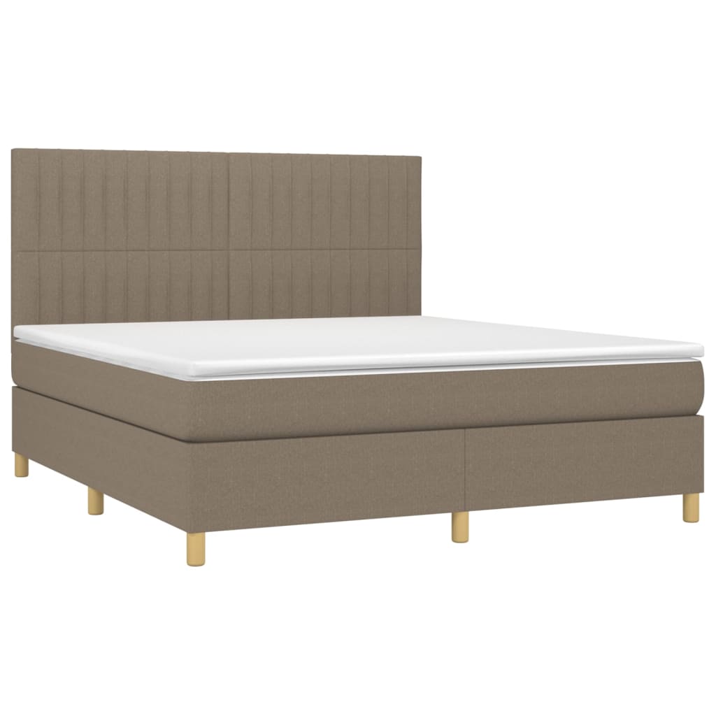 Sommier à lattes de lit et matelas et LED Taupe 160x200cm Tissu - XIOS