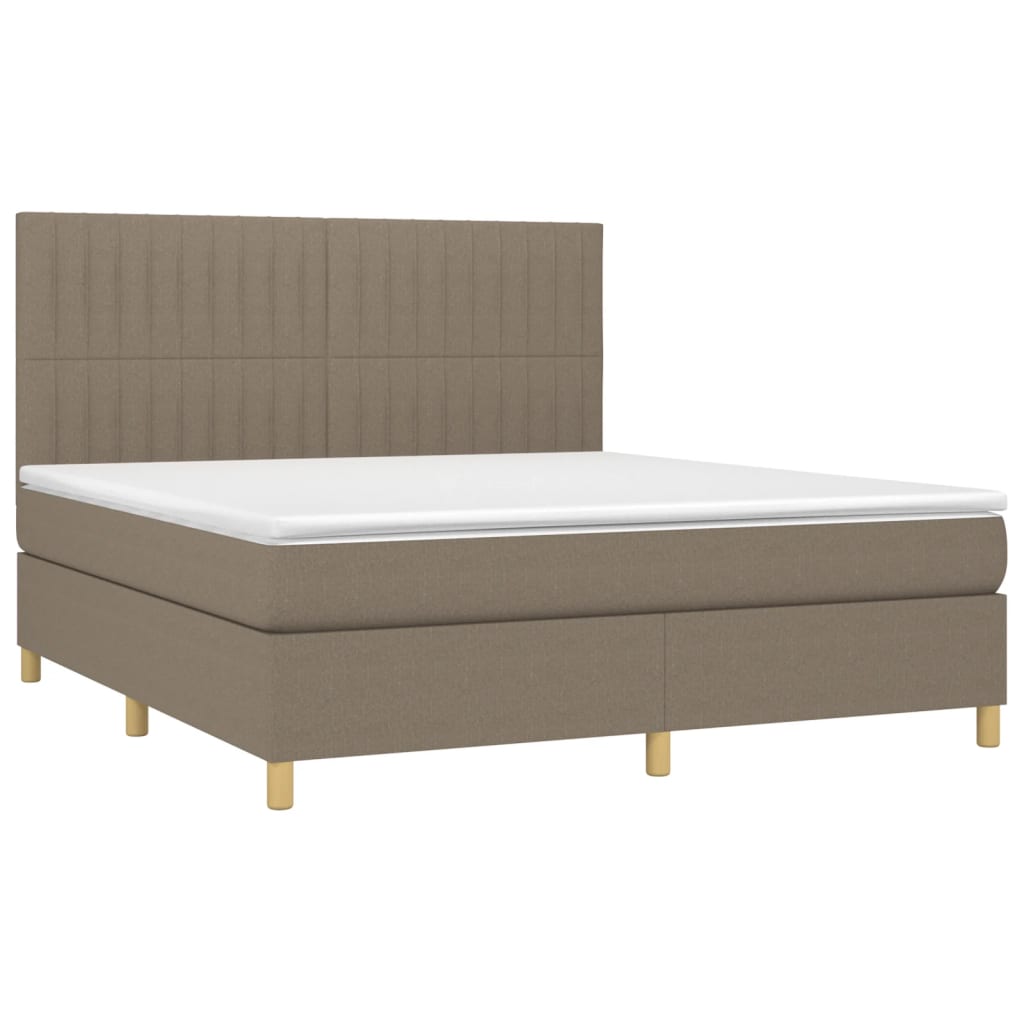 Sommier à lattes de lit et matelas et LED Taupe 180x200cm Tissu - XIOS