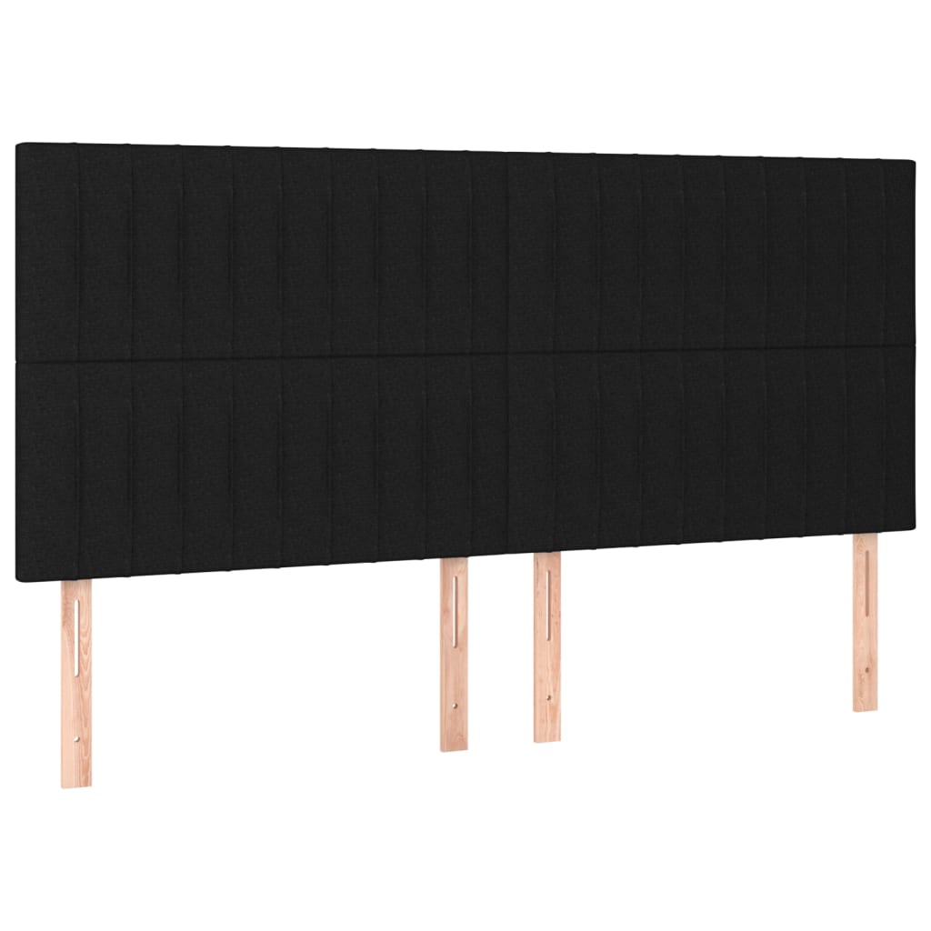 Sommier à lattes de lit et matelas et LED Noir 200x200 cm Tissu - XIOS