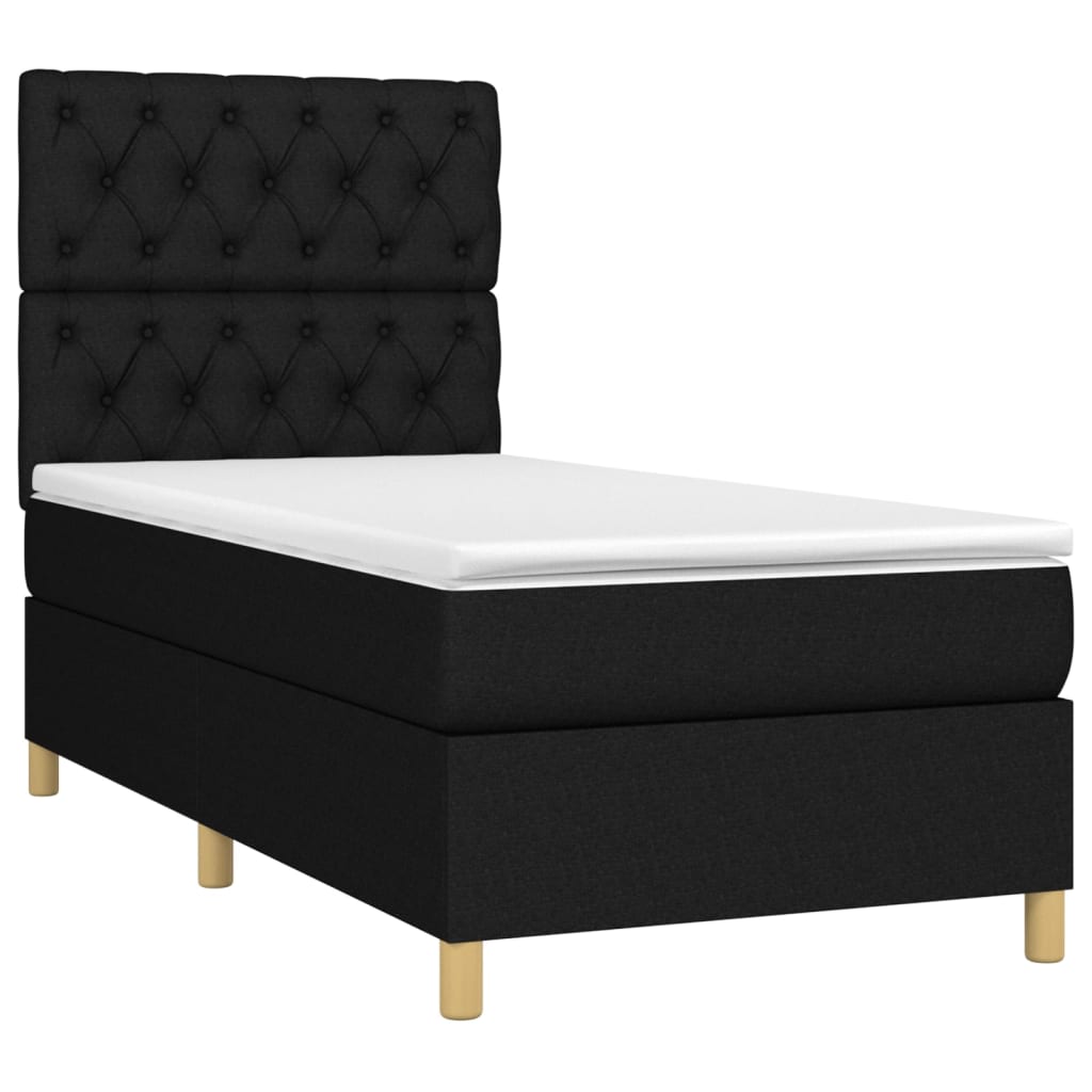 Sommier à lattes de lit et matelas et LED Noir 80x200cm Tissu - XIOS