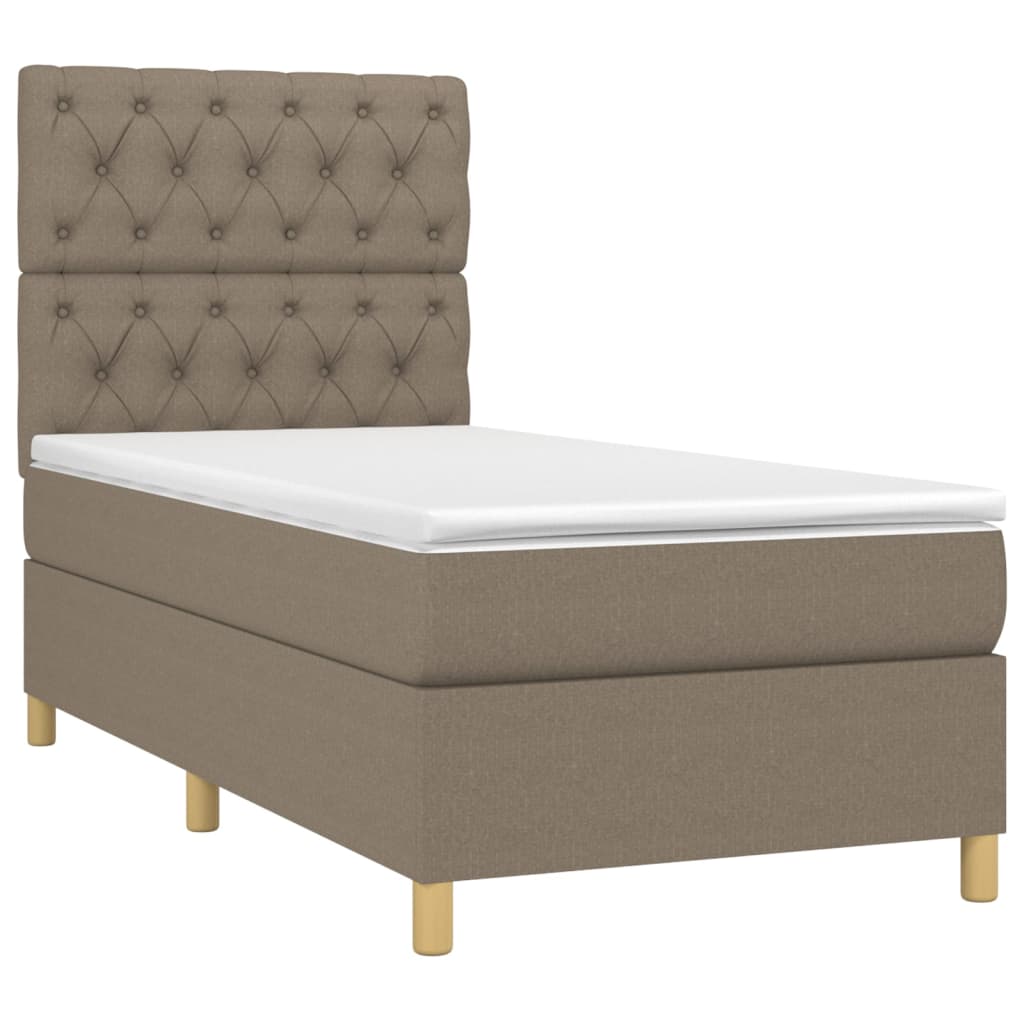Sommier à lattes de lit et matelas et LED Taupe 80x200cm Tissu - XIOS