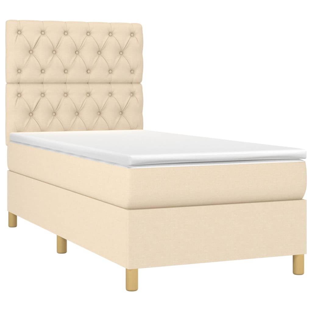 Sommier à lattes de lit et matelas et LED Crème 80x200cm Tissu - XIOS