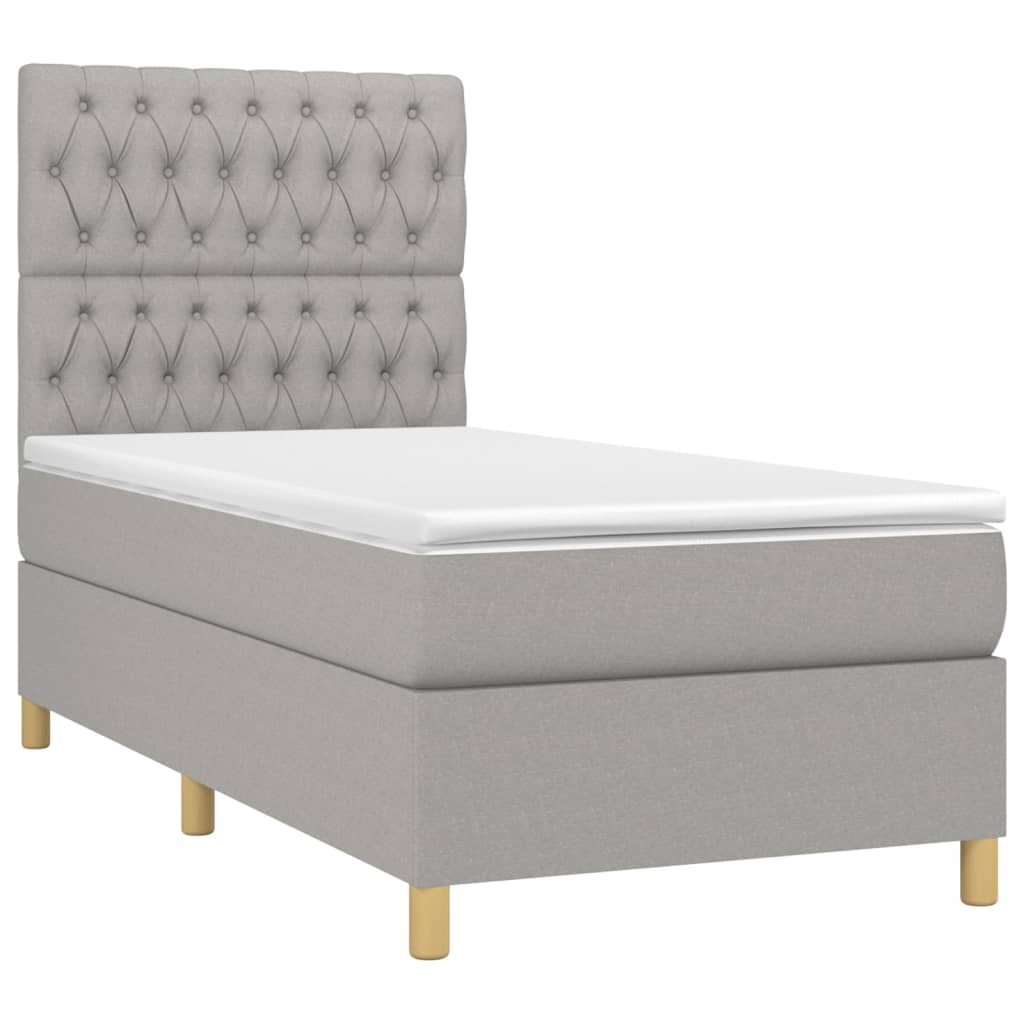 Sommier à lattes de lit et matelas et LED Gris clair 90x200cm - XIOS