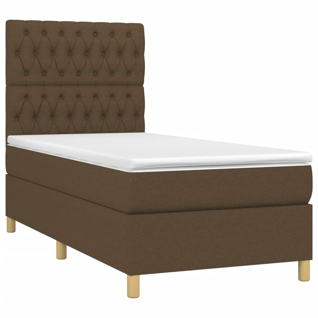 Sommier à lattes de lit matelas et LED Marron foncé 100x200 cm - XIOS