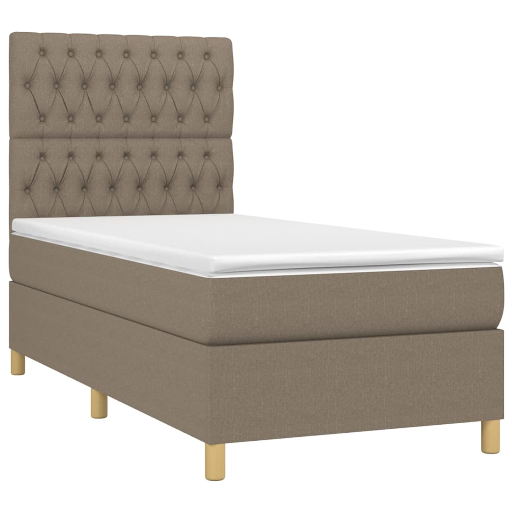 Sommier à lattes de lit et matelas et LED Taupe 100x200cm Tissu - XIOS