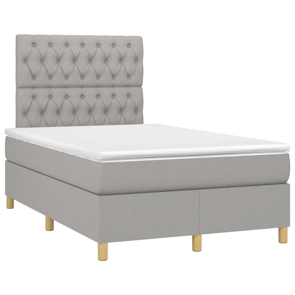 Sommier à lattes de lit matelas et LED Gris clair 120x200 cm - XIOS