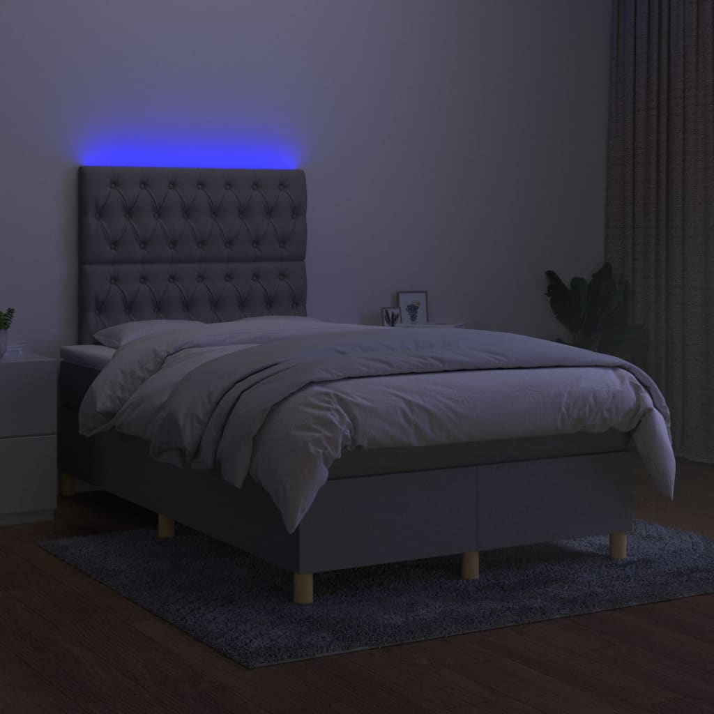 Sommier à lattes de lit matelas et LED Gris clair 120x200 cm - XIOS