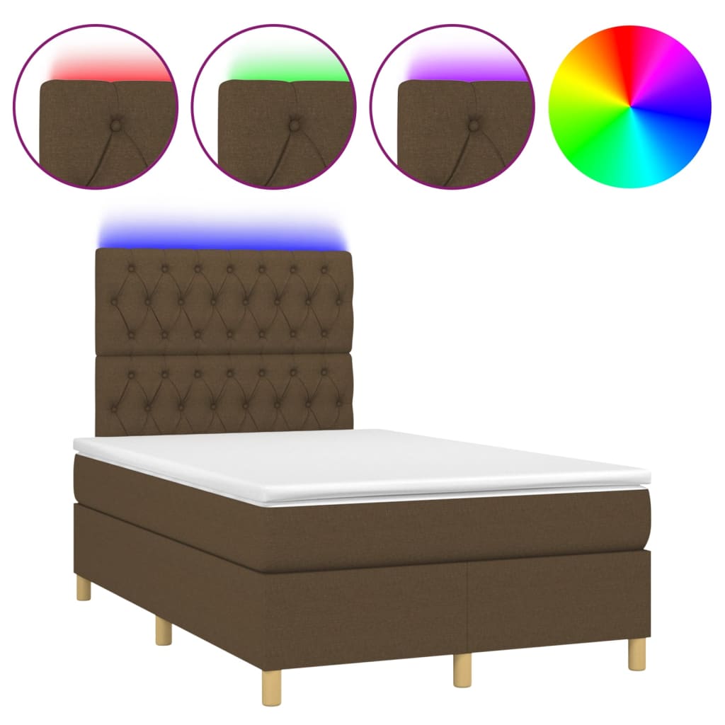 Sommier à lattes de lit matelas et LED Marron foncé 120x200 cm - XIOS