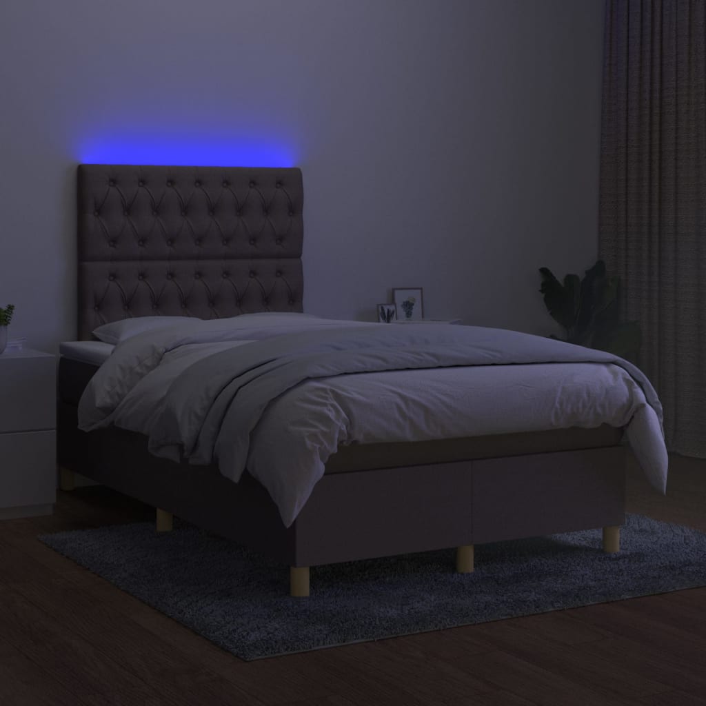 Sommier à lattes de lit et matelas et LED Taupe 120x200 cm - XIOS