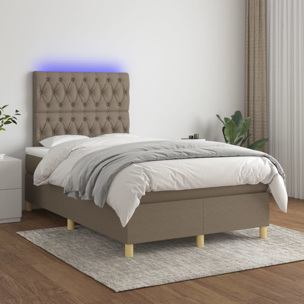 Sommier à lattes de lit et matelas et LED Taupe 120x200 cm - XIOS