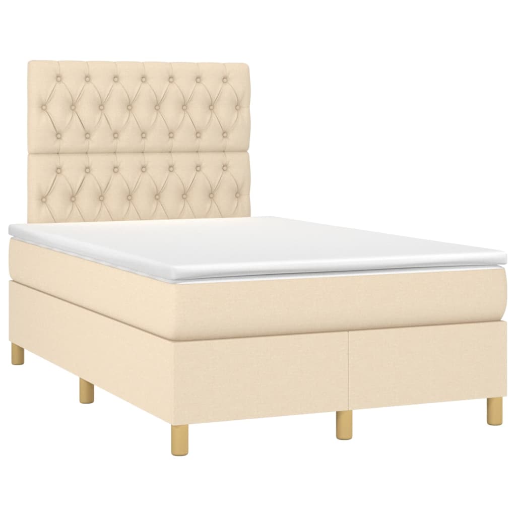 Sommier à lattes de lit et matelas et LED Crème 120x200cm Tissu - XIOS