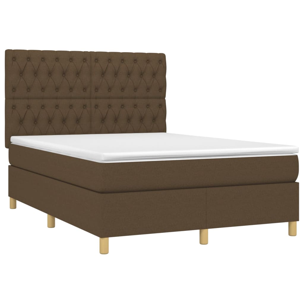 Sommier à lattes de lit matelas et LED Marron foncé 140x200 cm - XIOS