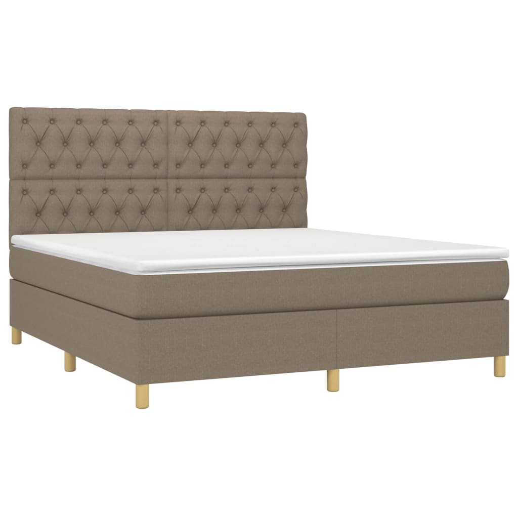 Sommier à lattes de lit et matelas et LED Taupe 160x200cm Tissu - XIOS
