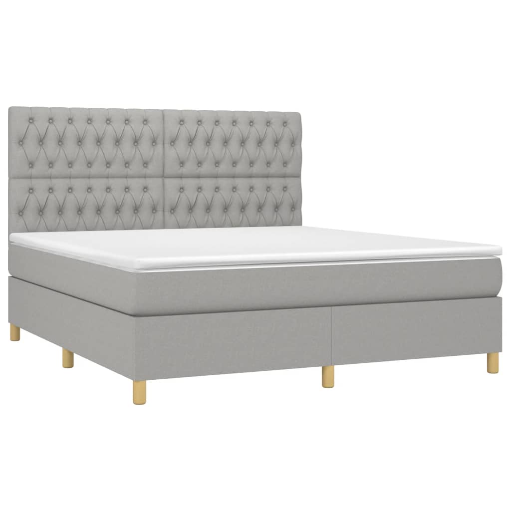 Sommier à lattes de lit et matelas et LED Gris clair 180x200 cm - XIOS