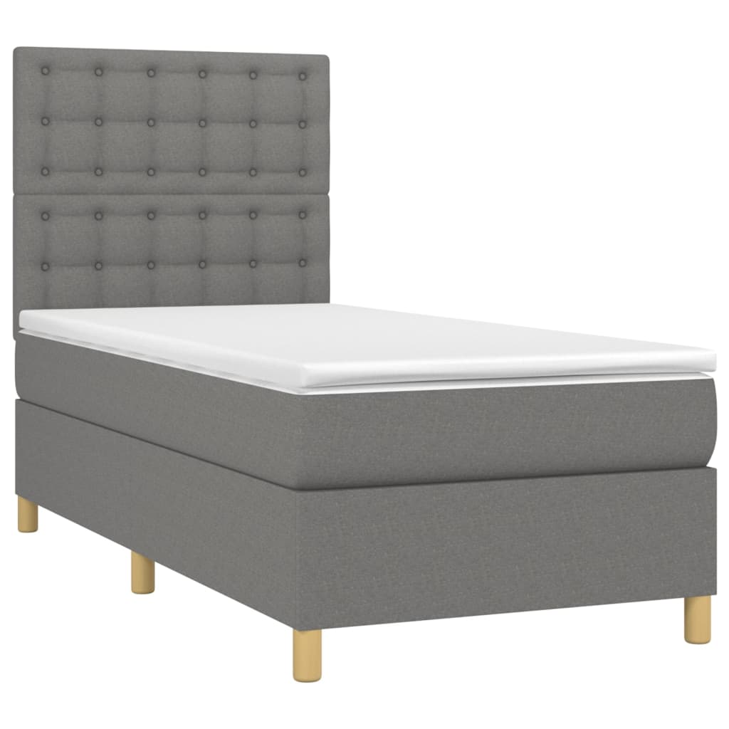 Sommier à lattes de lit et matelas et LED Gris foncé 90x190 cm - XIOS