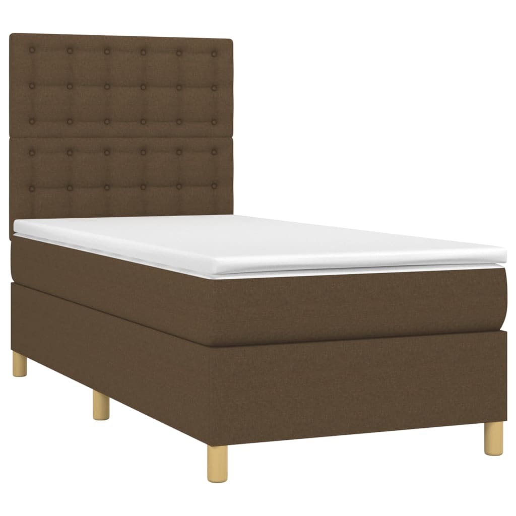 Sommier à lattes de lit et matelas et LED Marron foncé 90x190cm - XIOS