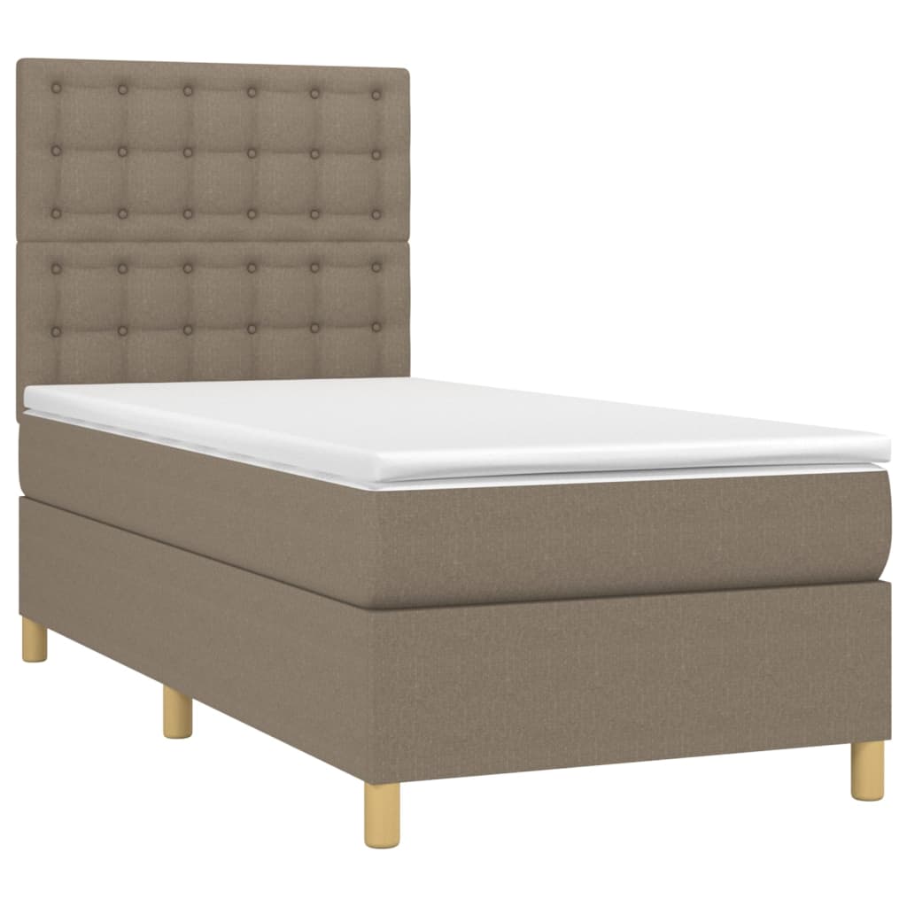 Sommier à lattes de lit et matelas et LED Taupe 90x190 cm Tissu - XIOS