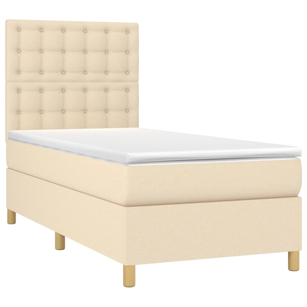 Sommier à lattes de lit et matelas et LED Crème 90x190 cm Tissu - XIOS