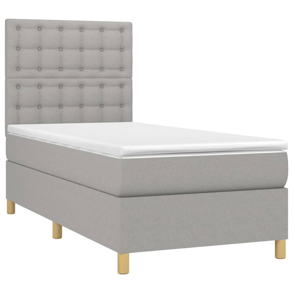 Sommier à lattes de lit et matelas et LED Gris clair 90x200 cm - XIOS