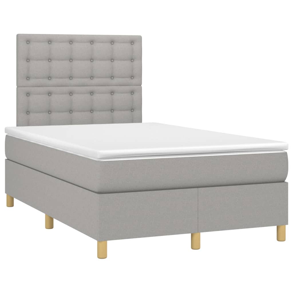 Sommier à lattes de lit matelas et LED Gris clair 120x200 cm - XIOS