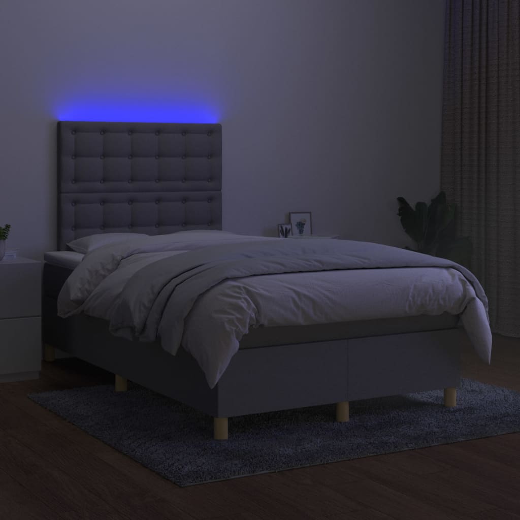 Sommier à lattes de lit matelas et LED Gris clair 120x200 cm - XIOS