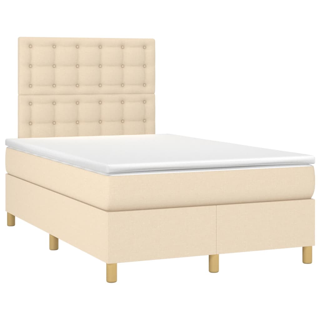 Sommier à lattes de lit et matelas et LED Crème 120x200cm Tissu - XIOS
