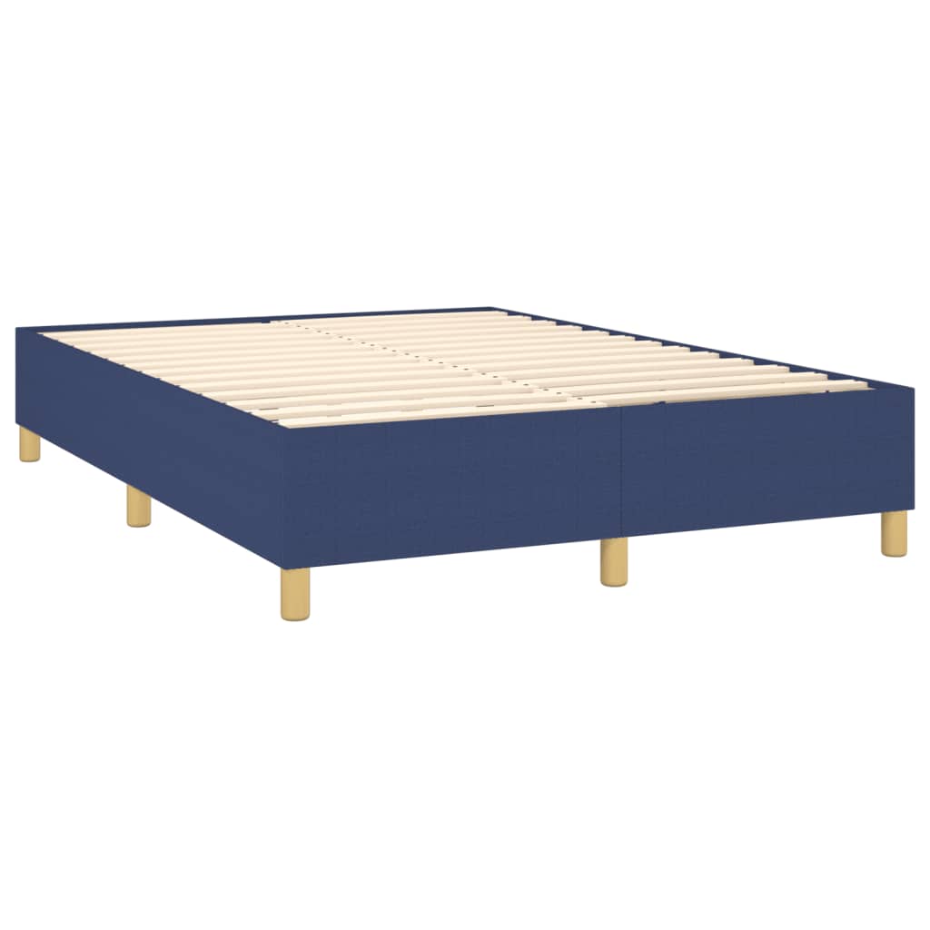 Sommier à lattes de lit et matelas et LED Bleu 140x200 cm Tissu - XIOS