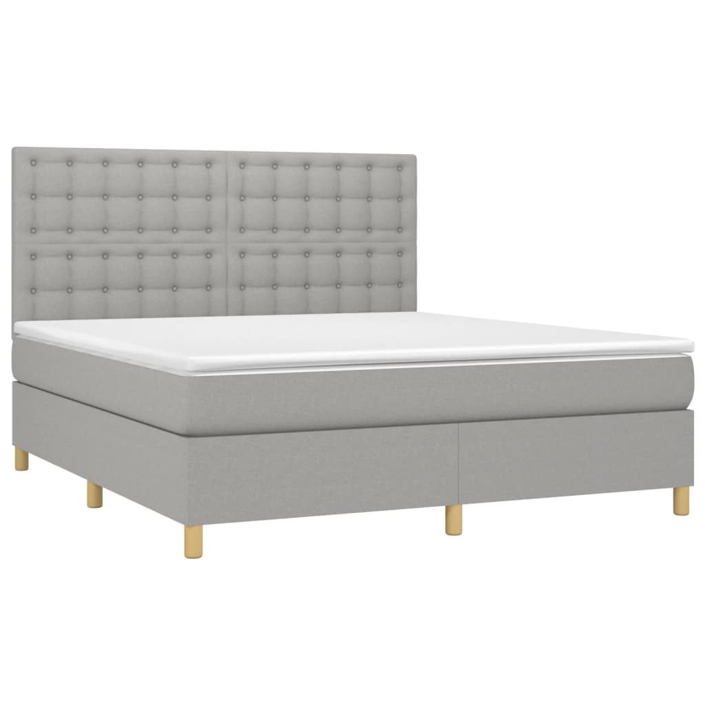 Sommier à lattes de lit et matelas et LED Gris clair 180x200 cm - XIOS
