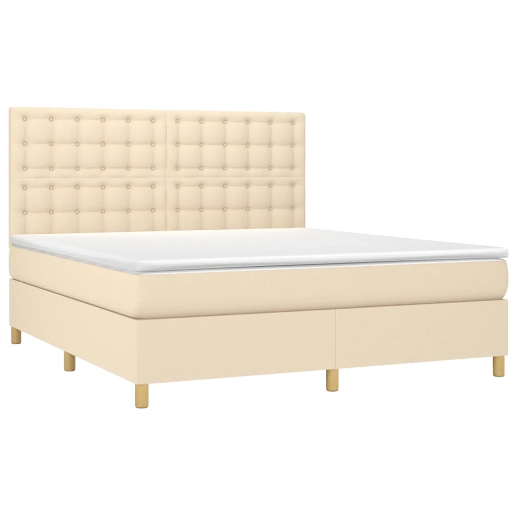 Sommier à lattes de lit et matelas et LED Crème 180x200cm Tissu - XIOS