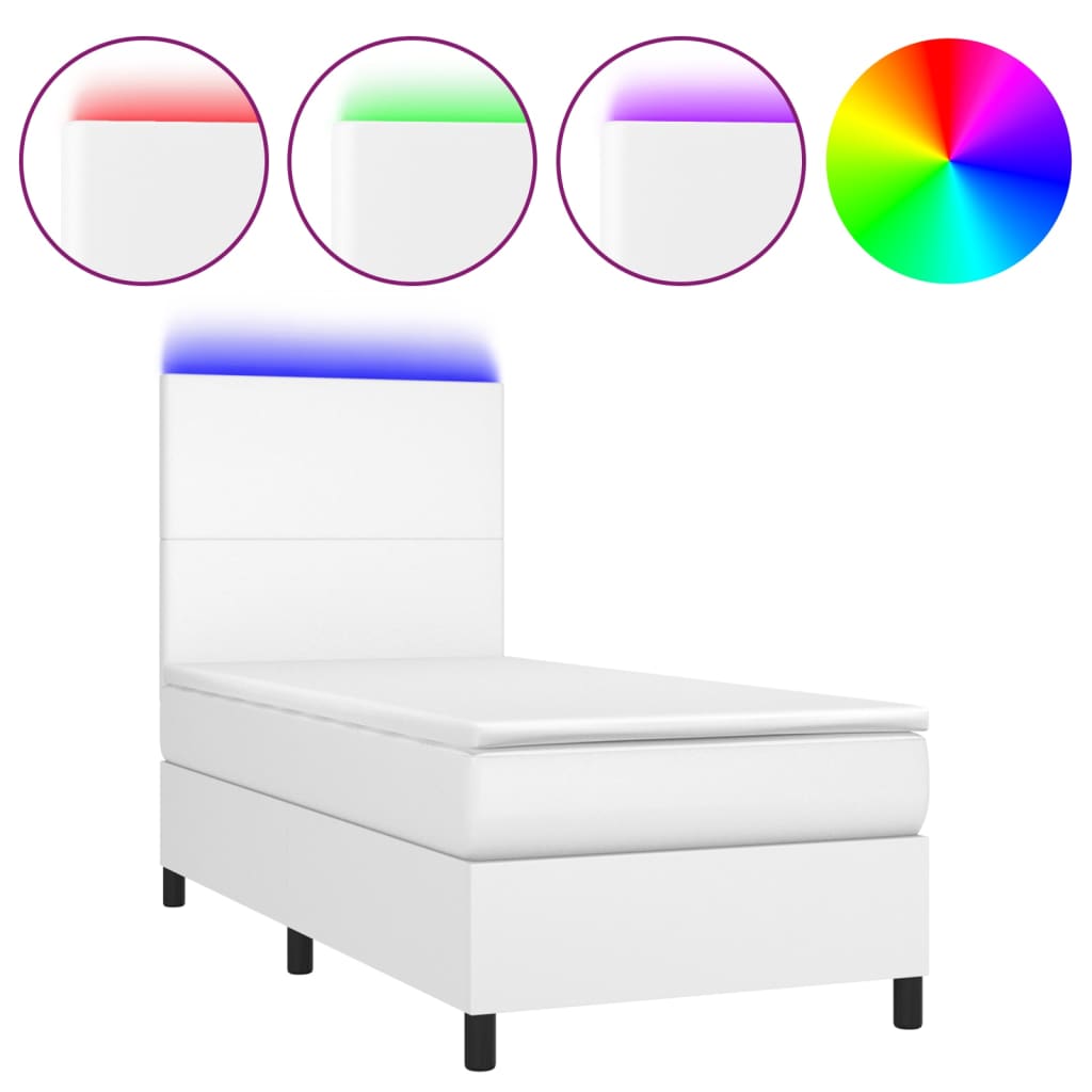 Sommier à lattes de lit avec matelas et LED Blanc 90x200 cm - XIOS