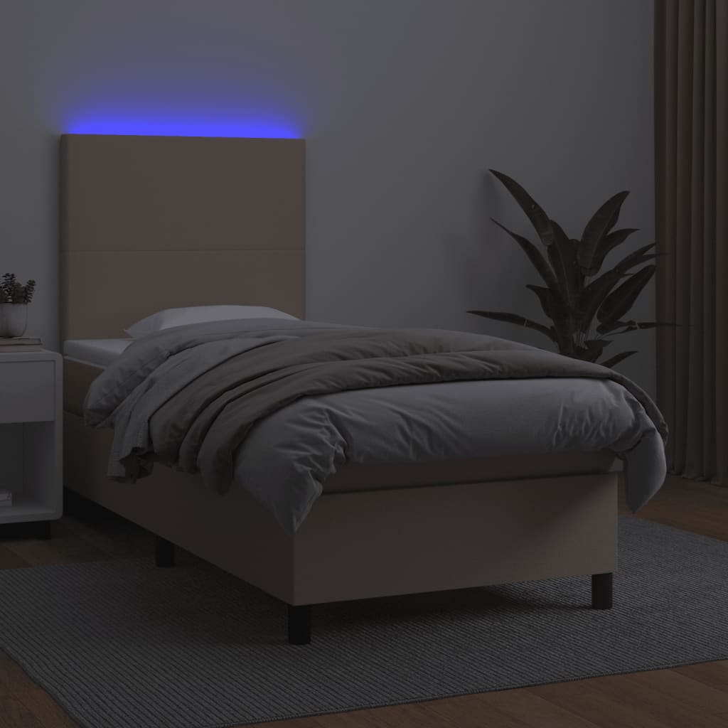 Sommier à lattes de lit avec matelas et LED Cappuccino 90x200cm - XIOS