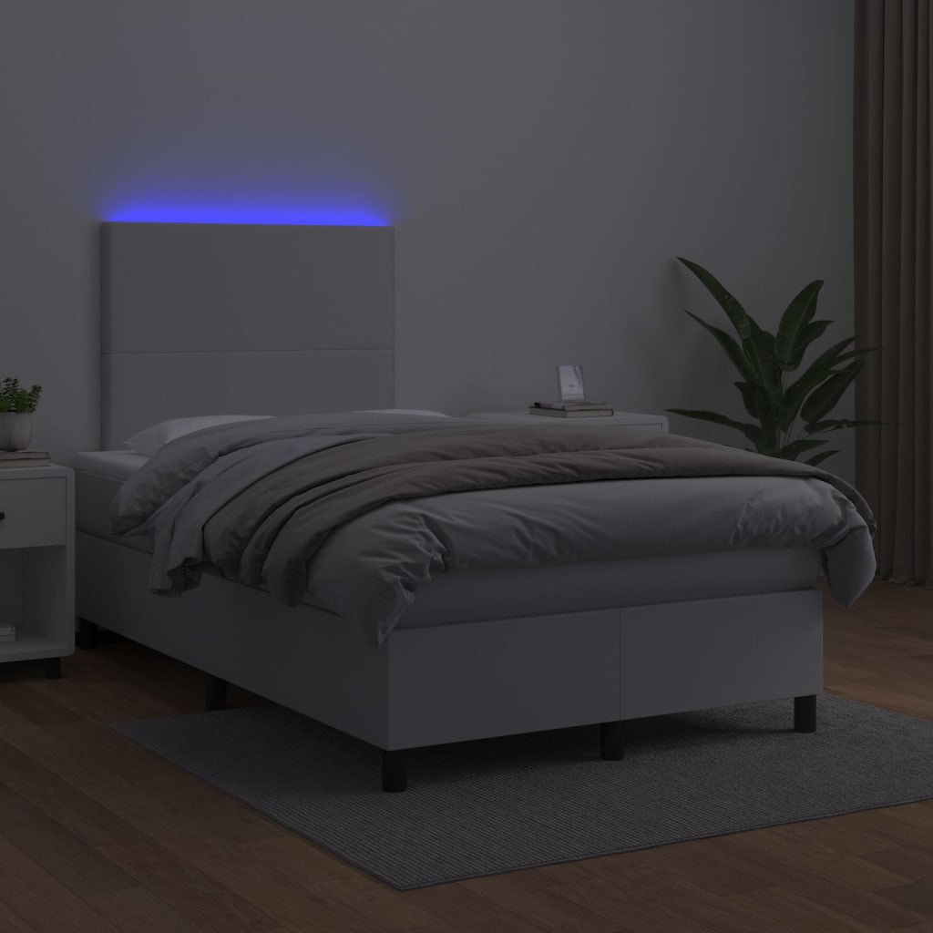 Sommier à lattes de lit avec matelas et LED Blanc 120x200 cm - XIOS