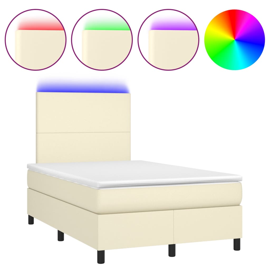Sommier à lattes de lit avec matelas et LED Crème 120x200 cm - XIOS